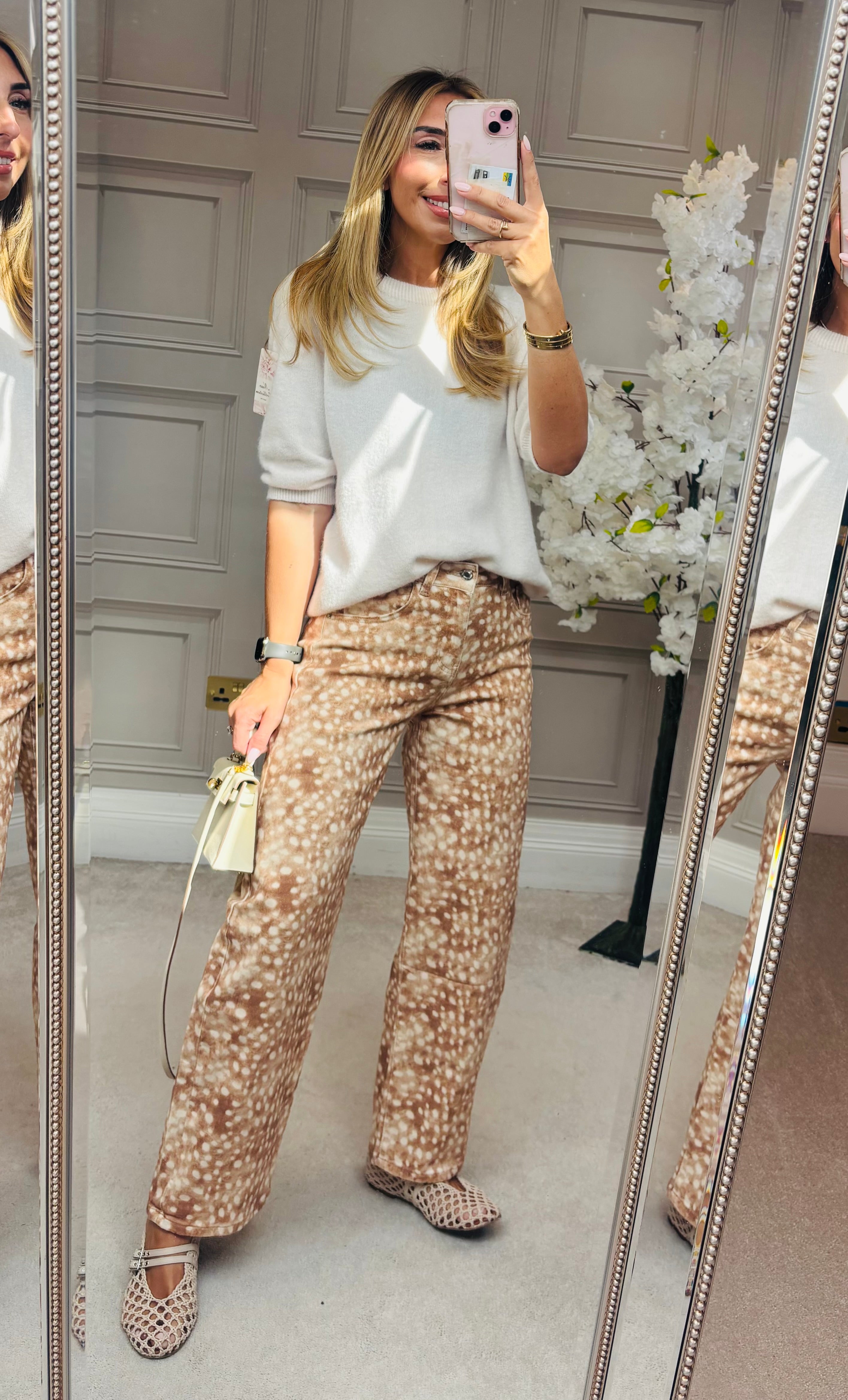 Deer Print Barrel Jean