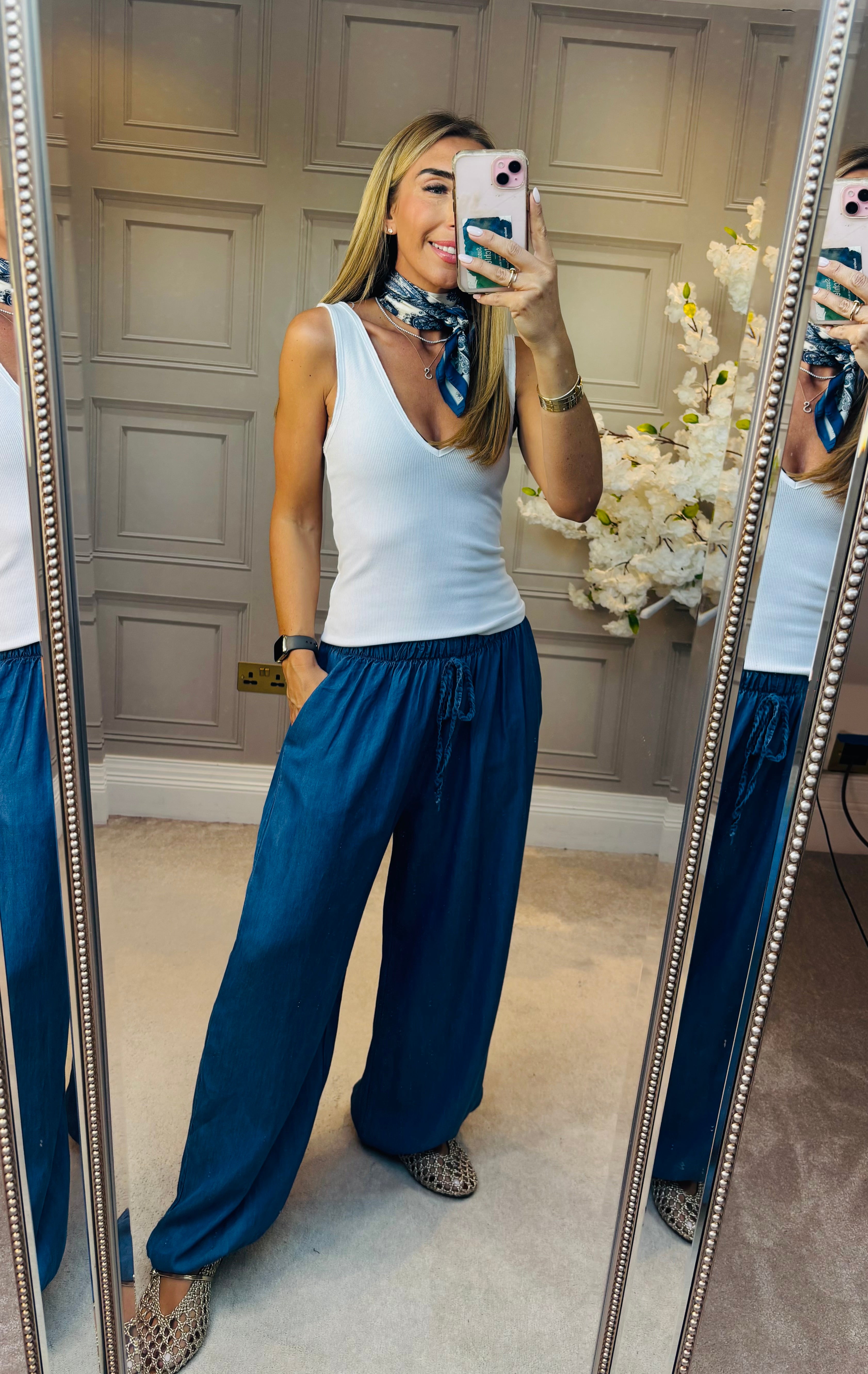 Denim balloon trousers