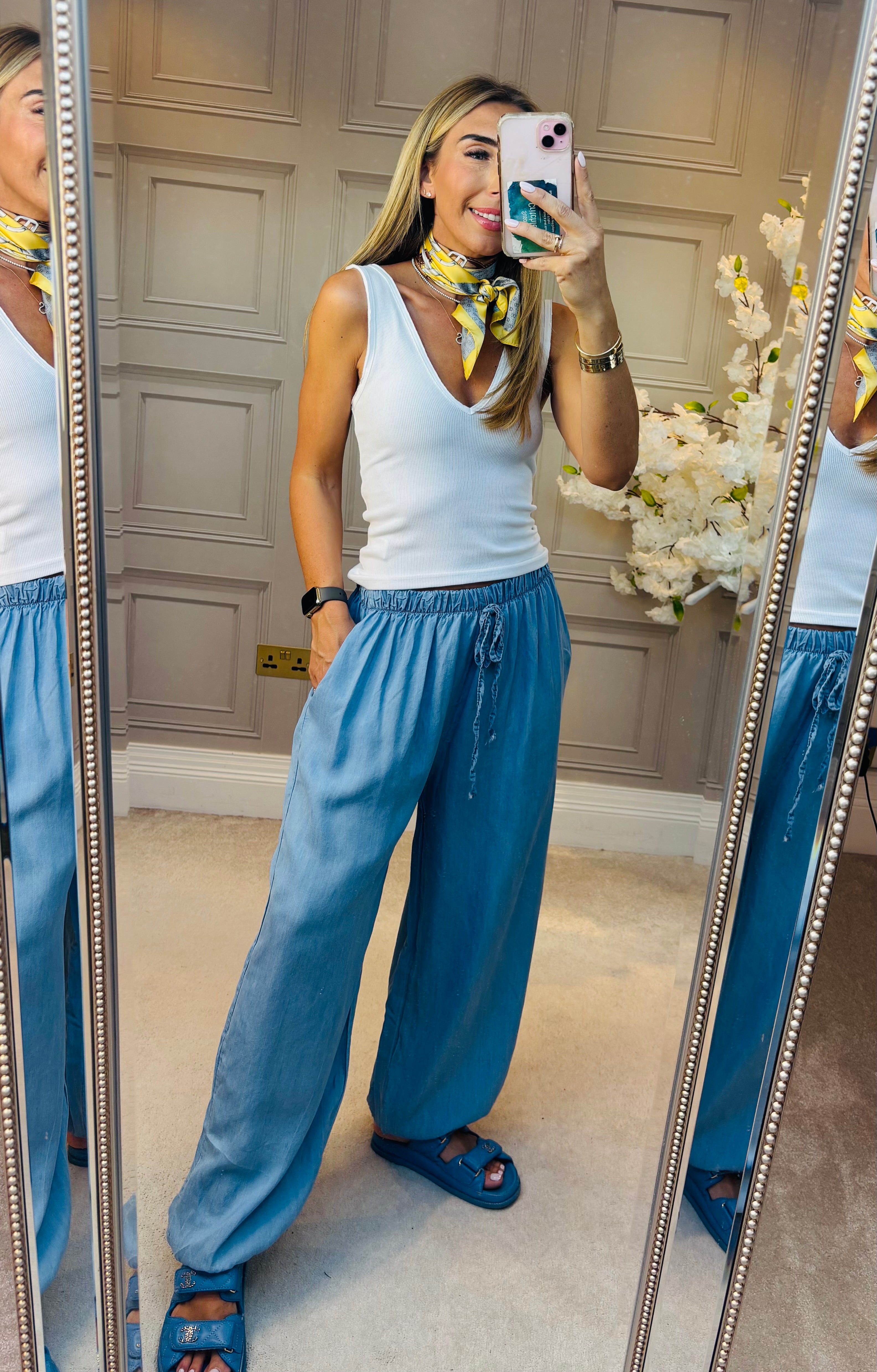 Denim balloon trousers