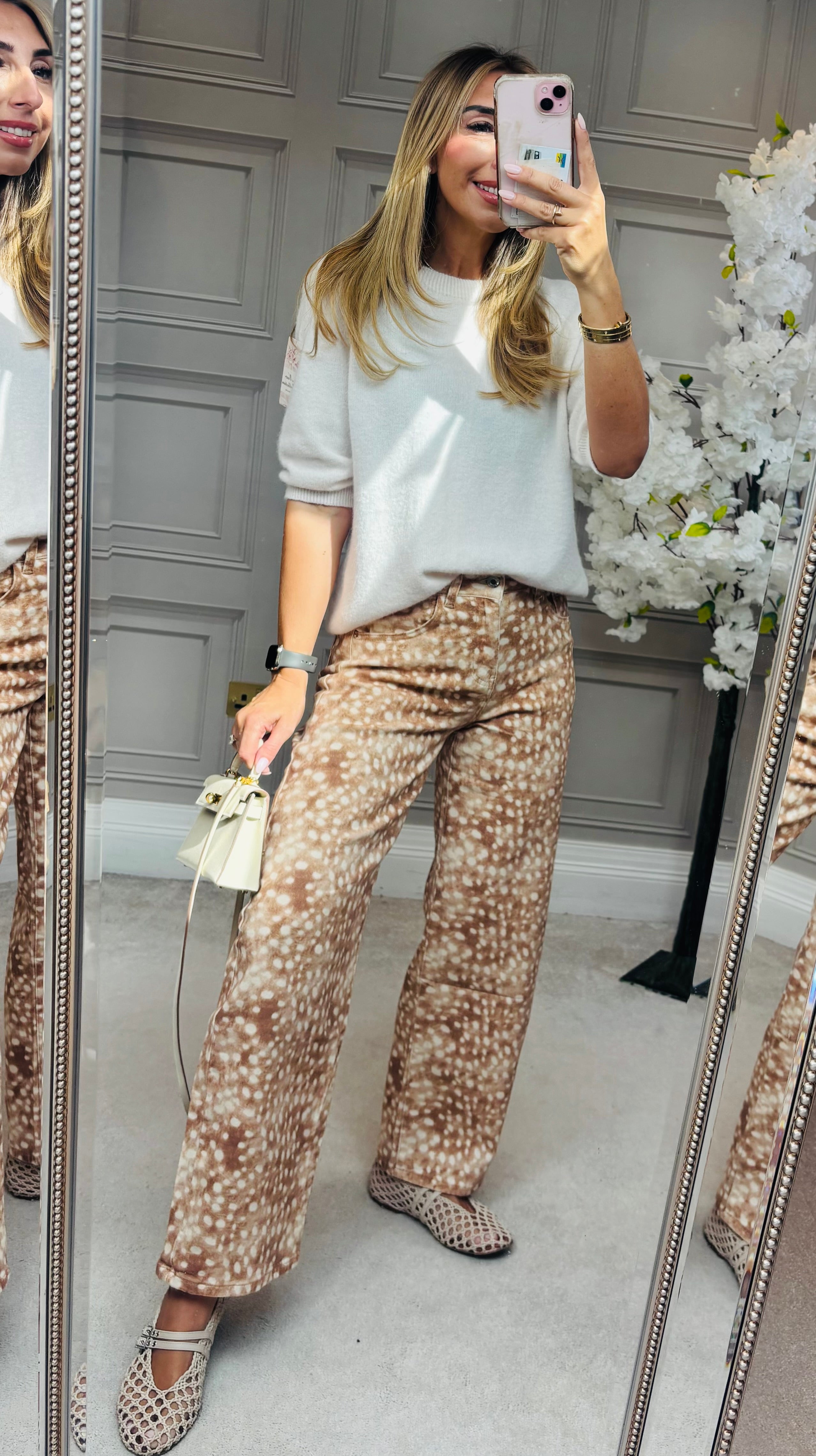 Deer Print Barrel Jean